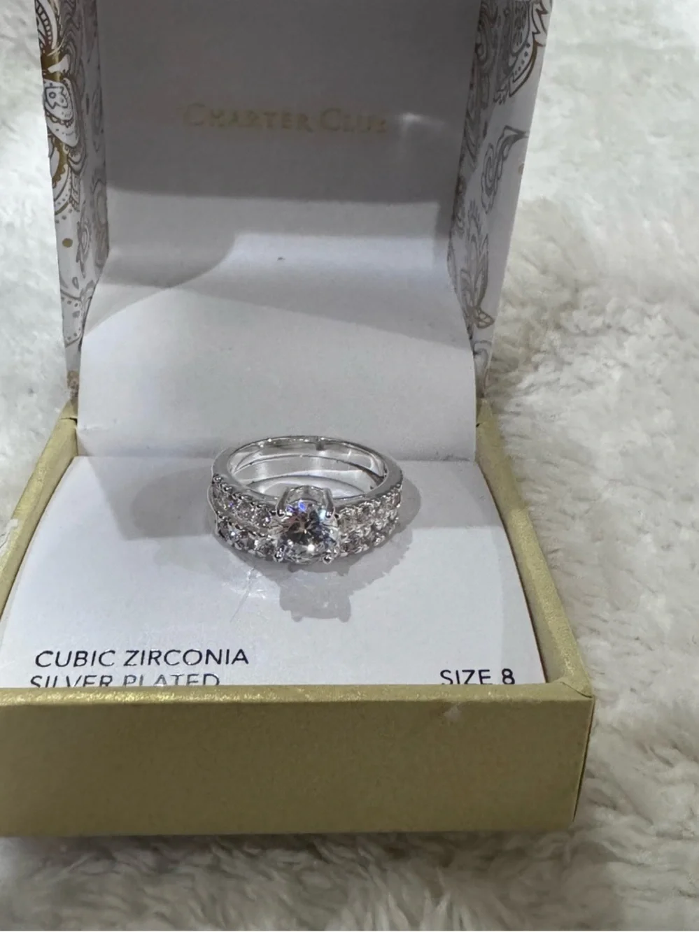 Charter Club Cubic Zirconia Engagement two ring set